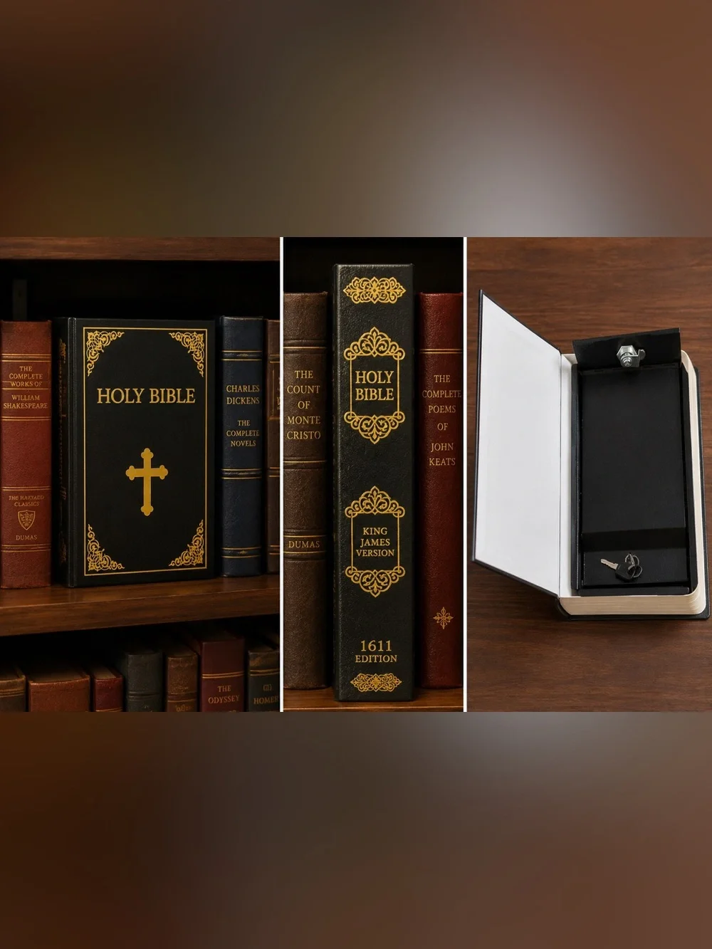 1611 King James Holy Bible Diversion Safe Lock Box Hidden Book Safe w/ Keys